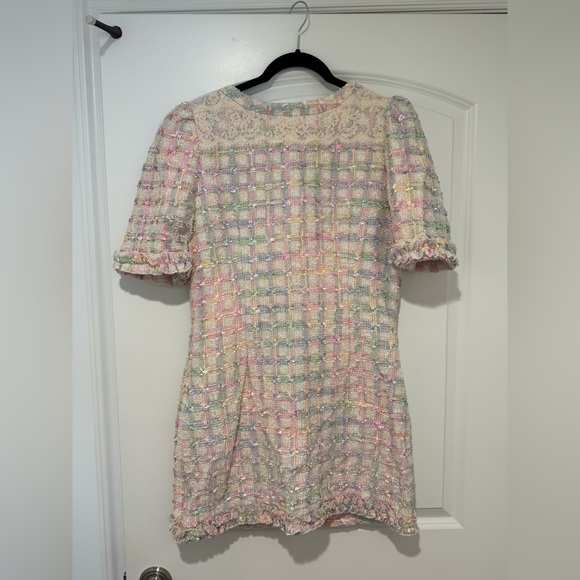 LoveShackFancy Hermosa Tweed Dress in Pink Dream - Picture 9 of 11